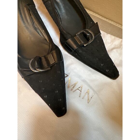 Stuart Weitzman Janet Black Mesh y2K Slingback Heels with dustbag Size 8 - Picture 2 of 9